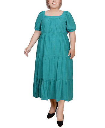 Многоуровневое платье миди больших размеров с короткими рукавами NY Collection