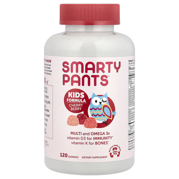 Kids Formula, мультивитамины и омега-3, ягоды вишни, 120 жевательных таблеток SmartyPants