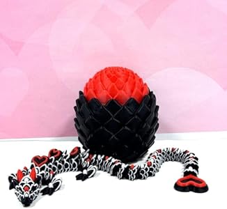 3D Printed Dragon with Dragon Egg, 12 Black Heart Fidget Dragon Toy, Fidget ADHD Autism Toy, Executive Desk Toy D094-BRE Generic