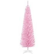 Artificial Christmas Tree 6' Indoor Realistic Holiday Decoration, Pink HomCom