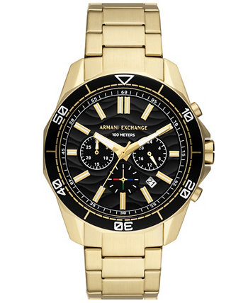 Мужские часы Spencer Chronograph из нержавеющей стали золотистого цвета, 44 мм Armani