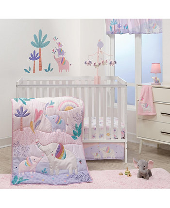 Elephant Dreams 3-Piece Pink Nursery Baby Crib Bedding Set Bedtime Originals