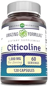 Amazing Formulas Citicoline Supplement | 1000 Mg Per Serving (Порция) | Capsules (Капсулы) | Non-GMO | Gluten-Free | Made in USA (1 Pack, 120 Count) Amazing Nutrition