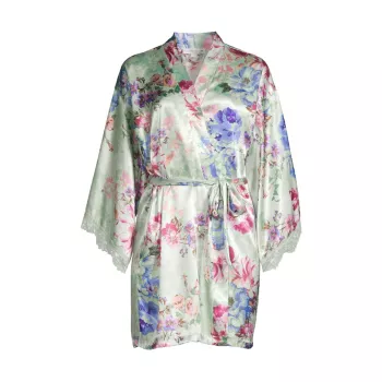 Madelyn Атлас с цветочным принтом &amp; Кружевной халат In Bloom by Jonquil
