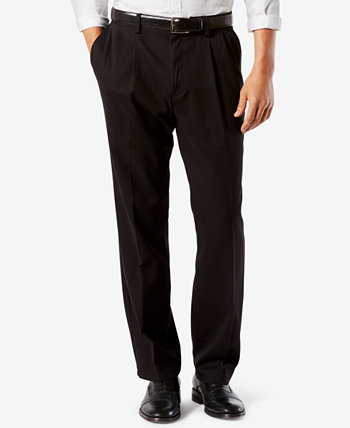 Мужские легкие классические плиссированные брюки цвета хаки для больших и высоких стрейч Dockers