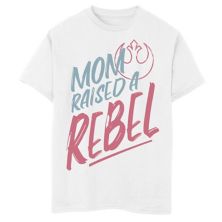 Boys 8-20 Star Wars Mom Raised A Rebel Orange Text Rebel Logo Graphic Tee Star Wars