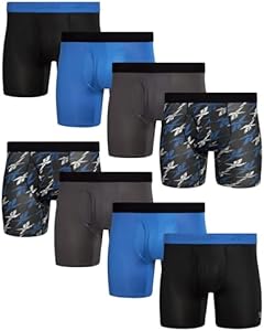 Reebok Men's Boxer Briefs - 8 Pack Performance Mens Underwear Boxer Briefs with Fly Pouch - Underwear for Men Pack (S-XL) Reebok