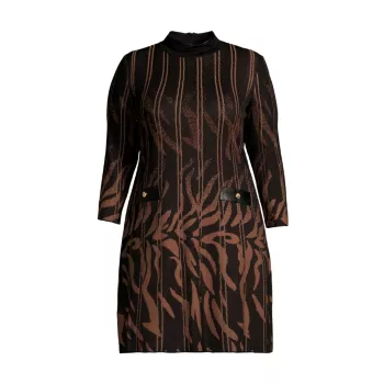 Abstract Funnel Neck Dress Ming Wang
