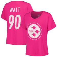 Женские нитки Majestic T.J. Розовая футболка Watt Pittsburgh Steelers с именем и номером Majestic