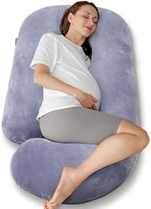 Pregnancy Pillows, U-Shaped Full Body Pillow with Removable Cooling Cover, 57 Inch Maternity Pillow for Pregnant Women, Support for Back,Hip, Belly, Legs Aliphon