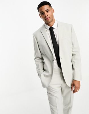 Узкий пиджак серого цвета с штриховкой ASOS DESIGN ASOS DESIGN