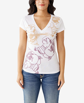 Женская футболка Allover Buddha Slim с v-образным вырезом True Religion