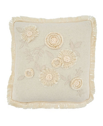 Декоративная подушка с цветочной аппликацией, 18 x 18 дюймов Saro