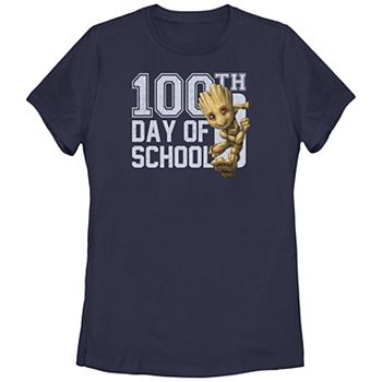 Juniors' Marvel Guardians Of The Galaxy Groot 100th Day Of School Graphic Tee Crayola