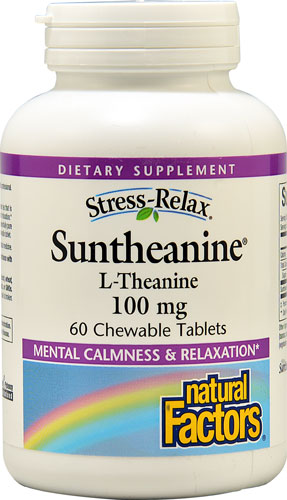 Natural Factors Stress-Relax® Suntheanine® L-Theanine -- 100 мг -- 60 жевательных таблеток Natural Factors