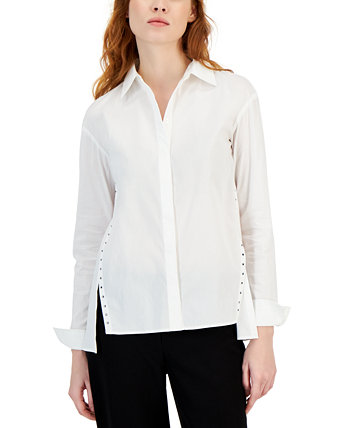 Женская рубашка с отделкой стразами и ступенчатым краем Anne Klein