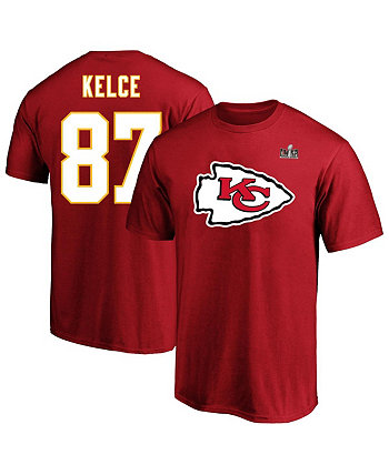 Мужская красная футболка Travis Kelce Kansas City Chiefs Super Bowl LVIII Big and Tall с именем и номером игрока Fanatics