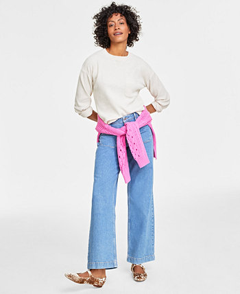 Женский пуловер вафельной вязки с длинными рукавами, созданный для Macy's On 34th