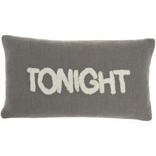 Mina Victory Life Styles Tonight Reversible Not Tonight Tufted Text 14&#34; X 24&#34; Indoor Throw Pillow RugMarketPlace