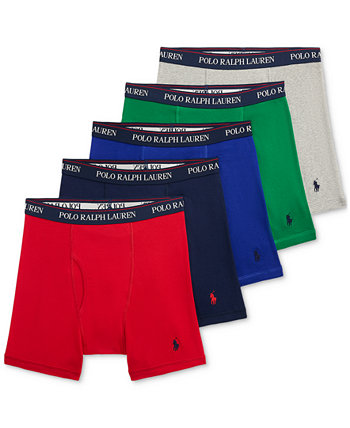 Men's 5-Pack Classic-Fit Cotton Knit Boxers, Exclusively at Macy's Polo Ralph Lauren