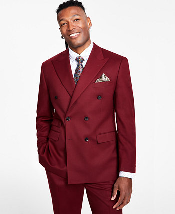 Мужской классический двубортный костюм стрейч бордового цвета с раздельным пиджаком Tayion Collection