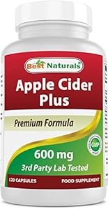 Best Naturals Apple Cider Vinegar Plus 500 Mg Capsules, 120 Count Best Naturals