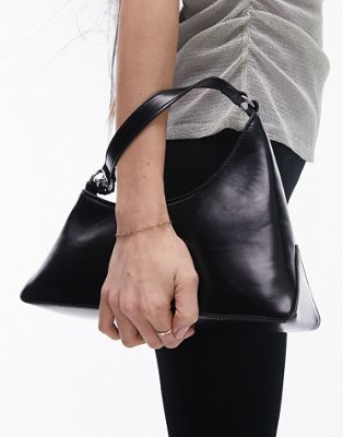 Черная асимметричная сумка через плечо Topshop Sonia с цепочкой TOPSHOP