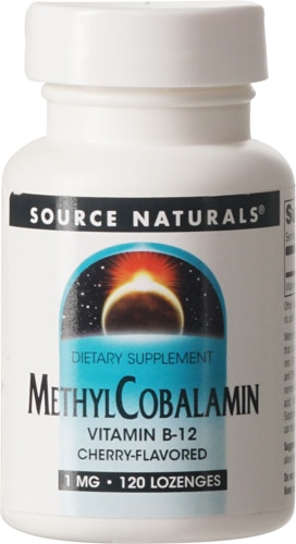 Source Naturals Метилкобаламин, витамин B12, вишня, 1 мг, 120 пастилок Source Naturals