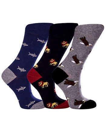 Women's Animal Kingdom Bundle W-Cotton Novelty Crew Socks with Seamless Toe Design, Pack of 3 Love Sock Company
