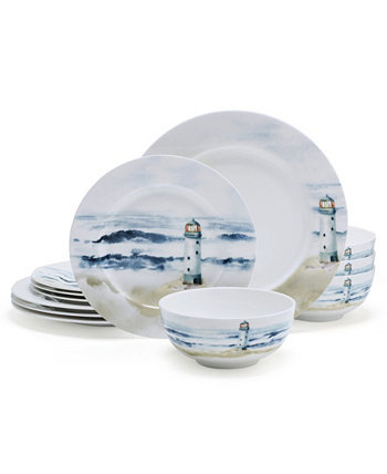 Набор столовой посуды Seaside Bone China, 12 предметов, сервиз на 4 персоны MIKASA