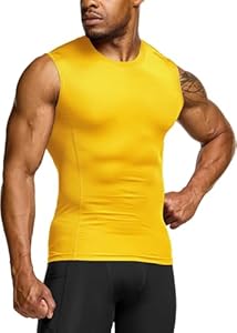 TSLA Men's Sleeveless Workout Shirts, Dry Fit Running Compression Cutoff Shirts, Athletic Training Tank Top Tsla