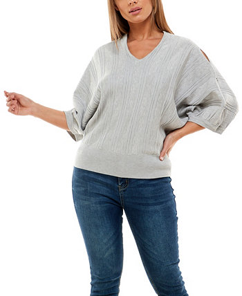 Женский свитер в рубчик с V-образным вырезом и рукавами "летучая мышь" Adrienne Vittadini
