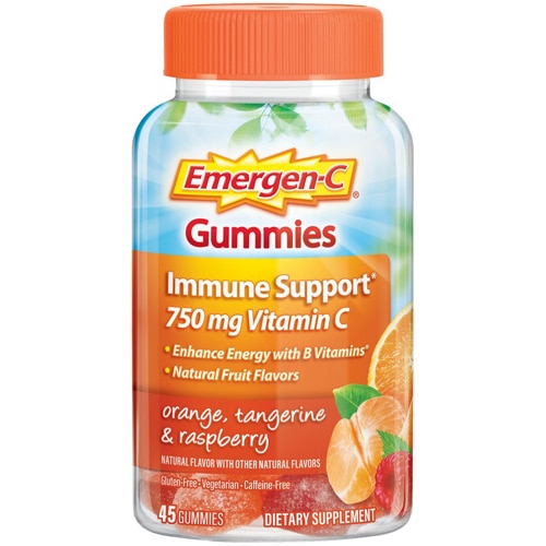 Иммунная поддержка Витамин C Апельсин, мандарин и малина — 750 мг — 45 жевательных конфет Emergen-C