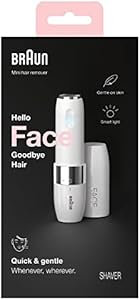 Braun Mini Hair Remover, Electric Facial Hair Removal for Women, Quick & Gentle, Finishing Touch for Upper Lips, Chin & Cheeks, for Easier Makeup Application, Ideal for On-The-Go, with Smartlight Braun