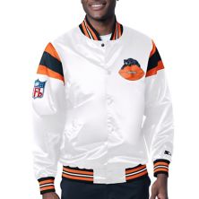 Men's Starter White/Navy Chicago Bears Vintage Satin Full-Snap Varsity Jacket Starter