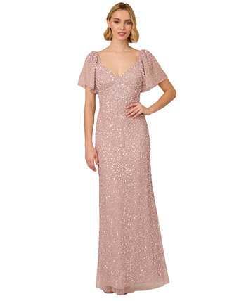 Women's Beaded Sequin Mesh Gown Adrianna Papell