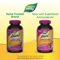 Alive! Women's 50+ Gummy Multivitamin - Vitamins C-D3-B12-E-Zinc -- 130 Gummies (Жевательные конфеты) Nature's Way