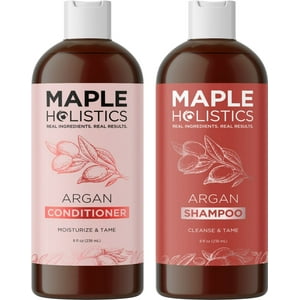 Moisturizing Argan Oil Shampoo and Conditioner for Dry Hair and Curly Hair Shampoo for Frizzy Hair Care - Sulfate Free Shampoo and Conditioner Set, 8 fl oz Maple Holistics