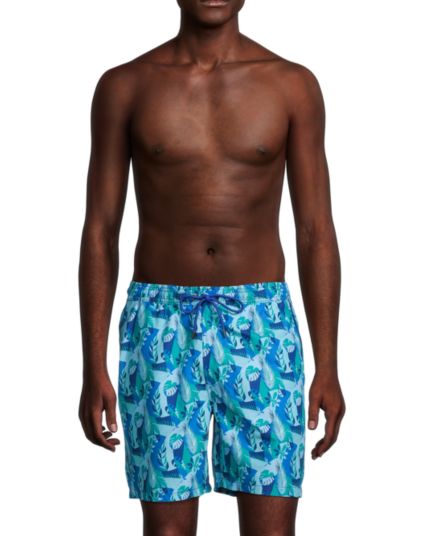 Tropical Leaf-Print Swim Shorts Mr Swim
