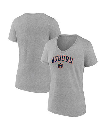 Женская футболка Heather Grey Auburn Tigers Evergreen Campus с v-образным вырезом Fanatics