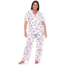 Plus Size Short Sleeve & Pants Tropical Pajama Set WM Fashion
