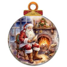 Santa at the Fireplace Holiday Door Decor by G. Debrekht - Christmas Santa Snowman Decor Designocracy