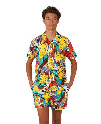 Big Boys 2 Pc Summer Pikachu Shirt and Shorts Set OppoSuits