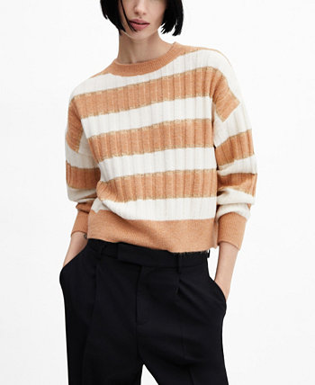 Женский полосатый свитер с круглым вырезом MANGO