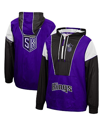Мужская пурпурно-черная куртка Sacramento Kings Hardwood Classics Highlight Reel Windbreaker с капюшоном на молнии до половины Mitchell & Ness