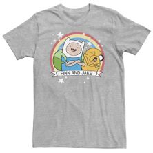 Футболка с надписью Finn & Jake Rainbow Banner Big & Tall Cartoon Network Adventure Time Cartoon Network