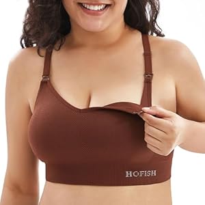 HOFISH Support Nursing Bras for Breastfeeding Medium Impact Maternity & Nursing Sports Bra Seamless Racerback Pregnancy Bra HOFISH