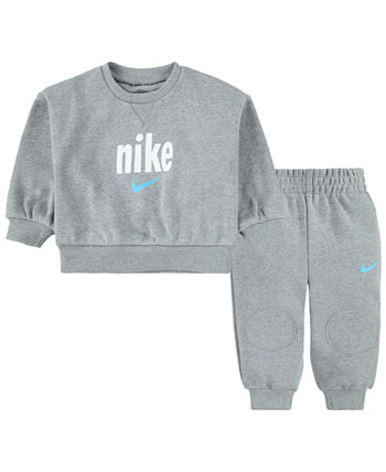Уютный топ и брюки с круглым вырезом для маленьких мальчиков E1D1, комплект из 2 предметов Nike