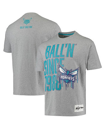 Men's Heathered Gray Charlotte Hornets Since 1988 T-shirt BALL'N