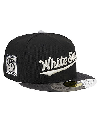 Мужская черная кепка Chicago White Sox с камуфляжным эффектом металлик 59FIFTY New Era